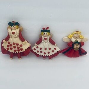 Set of 3 Vintage Angel Christmas Ornaments